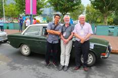 Tony with Eamon & Pat and their trusty Volvo, shipped over from Ireland