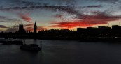 London's Burning - lucky timing for sunset over the River Thames and Big Ben